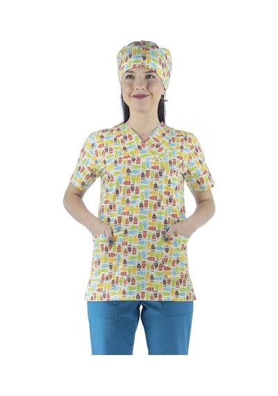 Zarf Yaka Desenli Üst - 3903 Baykuş-6399