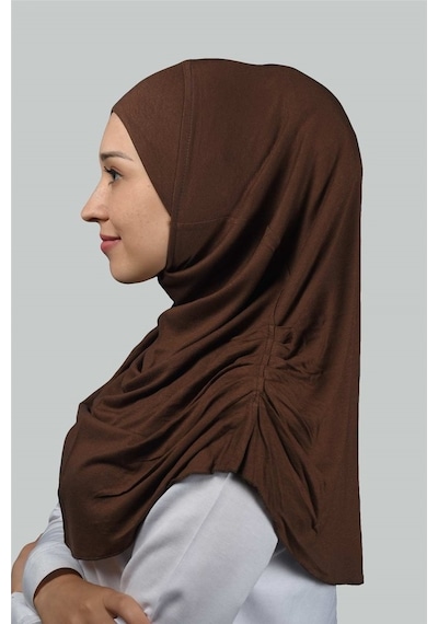 Altobeh Hazır Türban Büzgülü Pileli Pratik Eşarp Tesettür Hijab - Namaz Örtüsü - Çikolata