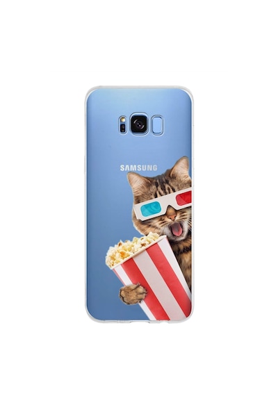 Samsung Galaxy S8 Plus İle Uyumlu 1mm Slim Fit Kedi 1 050b Baskılı Şeffaf Kılıf Şeffaf