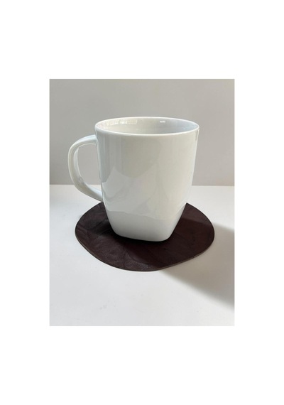 10 Cm Çap Kahverengi Hakiki Desenli Deri Bardak Altlığı 6 Lı Set Dekoratif Masa Koruyucu Diğer
