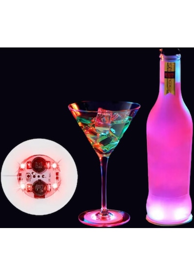 Yuvarlak RGB Led Işıklı Bardak Altlığı Şişe Vazo Altı Aydınlatma Dekoratif Led Işık