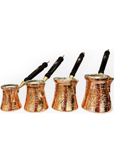 Paşa İşlemeli Bakır Cezve Takımı