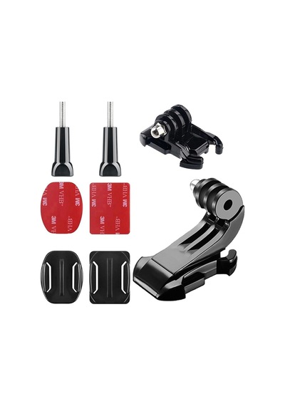 Gplus Bs08kyjhw 8 Parça Oval Eğimli Zemin Ve Flat Düz Yüzey Vidalı Hızlı Tak J-hook Açılı Aksiyon Kamera Uyumlu 3m Yapışkanlı Motor Kask Bağlantı Base Seti Siyah