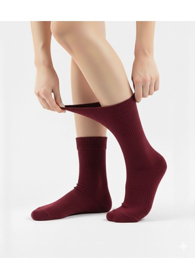 Ozzy Socks Kadın 4 Çift Bambu Lastiksiz Sıkmayan Diabetik Bilek Çorap Bordo