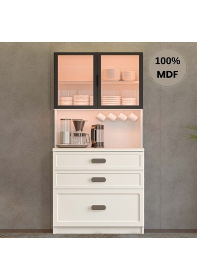Manollya Mdf Kahve Köşesi Dolabı Çekmeceli Işıklı Aytaşı