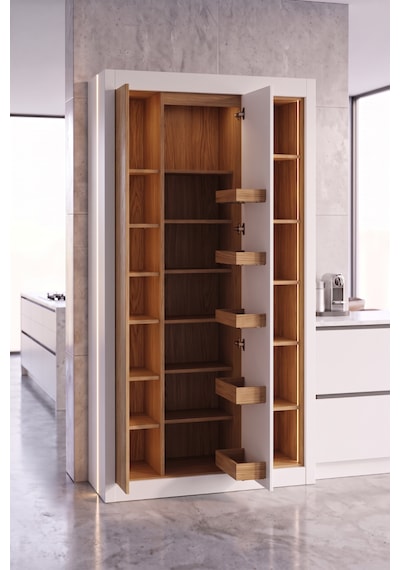 Nero Vitrinli Kiler Dolabı 115 Cm  Beyaz-meşe