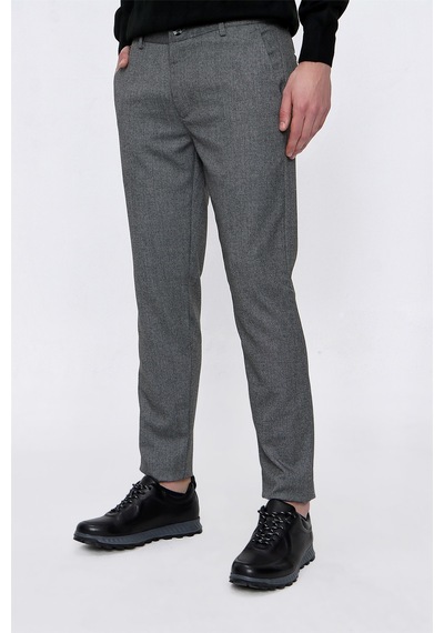 MORVEN Erkek Gri Poliviskon Desenli Slim Fit Pantolon MORVEN Erkek Gri Poliviskon Desenli Slim Fit Pantolon