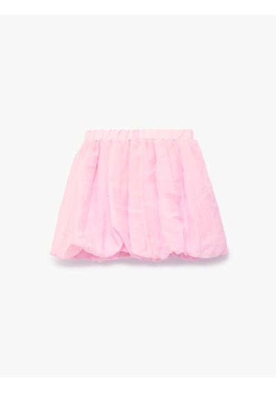 Koton Beli Lastikli Pamuk Ve Keten Karışımlı Balon Etek Pembe 6skg70193aw Gül