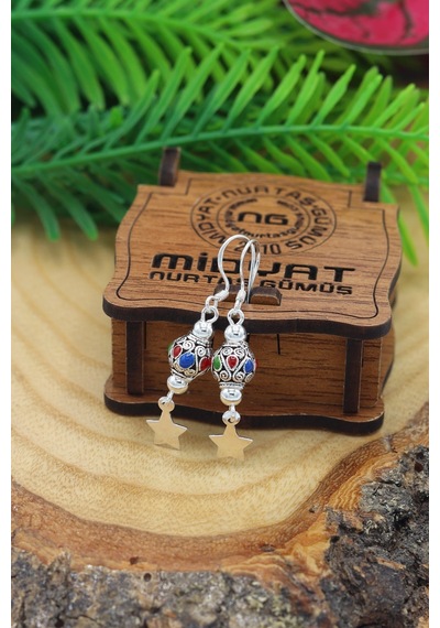 Midyat Nurtaş Gümüş Yıldız Yöresel Desen 925 Ayar Gümüş Kadın Küpe 201022864