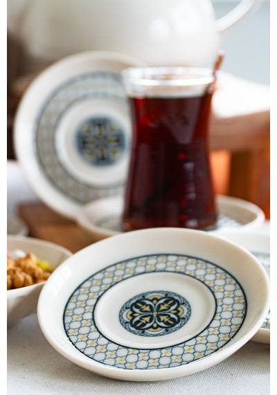 Bergama 6 Adet Porselen Çay Tabağı Çok Renkli