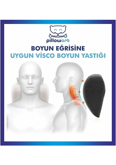 Pillowart Araç İçi Visco Boyun Destek Yastığı Siyah