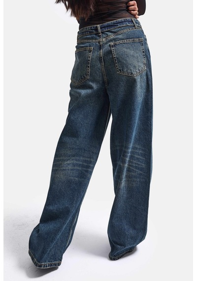 Kadın Koyu Kot 2w6-8 Straight Fit Kemer Detaylı Denim Jean