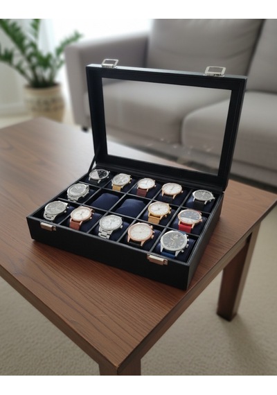 15 Li Camlı Saat Organizer