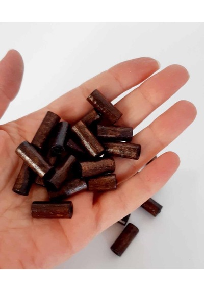 Angel Çanta Aksesuar 20 Mm 10 Adet Koyu Renk Ahşap Silindir Boncuk