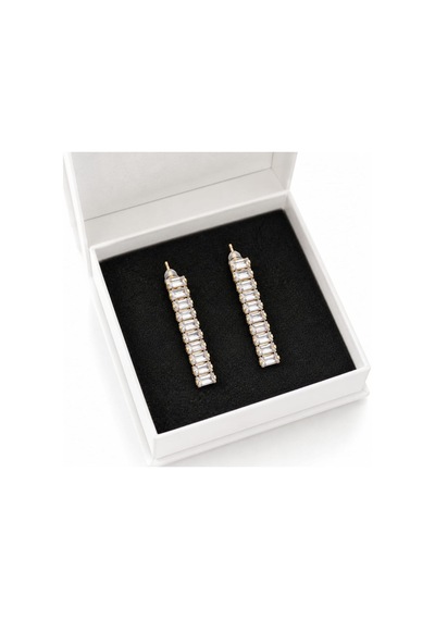Cm Jewelry Su Yolu Zirkon Taşlı Gold Çelik Küpe Altın