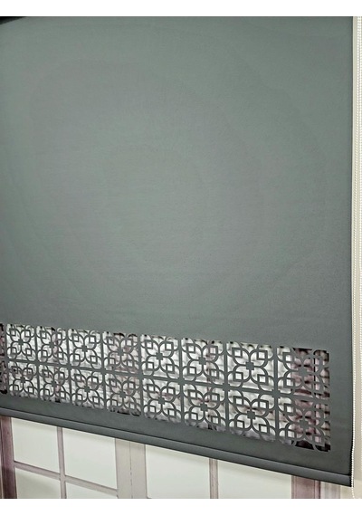 Stor Perde Desenli Lazer Kesim Kalın Kumaşlı Ml105 Antrasit