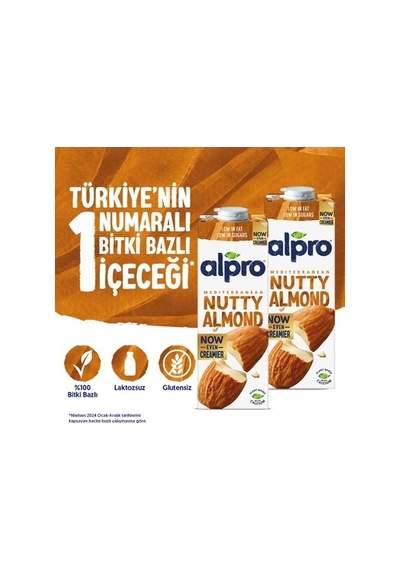Badem Sütü 2x1 L Vegan Laktozsuz Bitkisel Alternatif