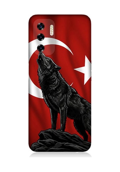Reeder P13 Blue 2022 Uyumlu Ay Yıldızlı Uluyan Kurt Desenli Silikon Kılıf Çok Renkli