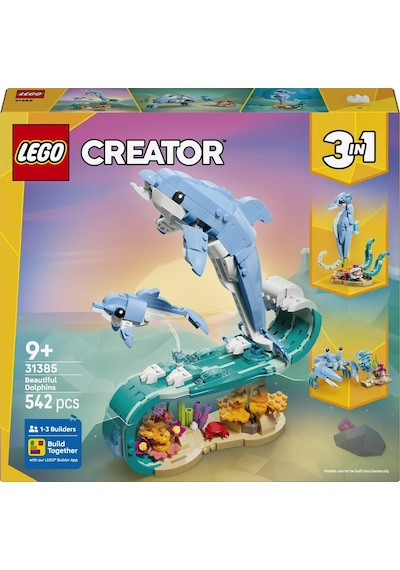 LEGO® Creator 3'ü 1 Arada Deniz Hayvanları: Güzel Yunuslar 31385 – 9 yaş ve üzeri çocuklar için Yaratıcı Oyuncak Yapım Seti (542P)