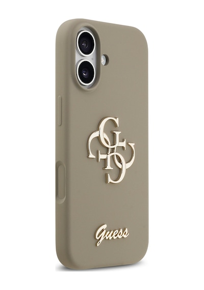 Apple Uyumlu iPhone 17 Kılıf Guess Lisanslı Grained Yazı Logolu Kapak Kahverengi Kahverengi