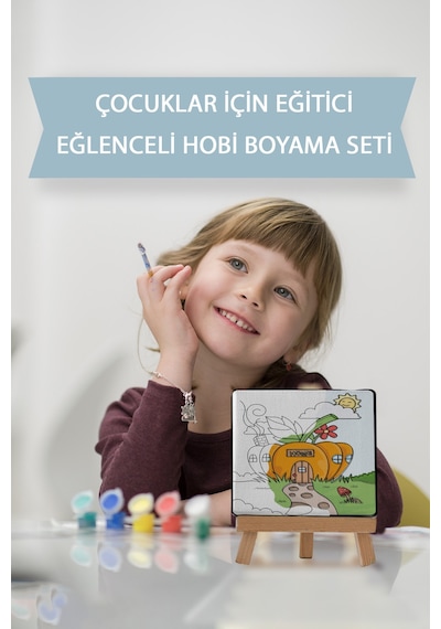 Sevimli Kabak Evi Çocuk Eğitici Tuval Boyama Hobi Seti