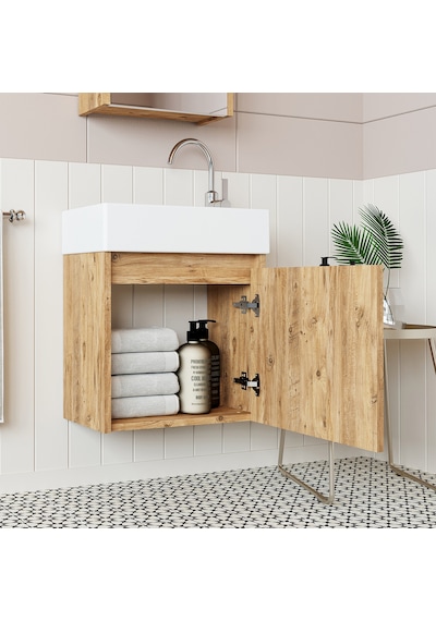Roomart Ayaksız Tek Kapaklı Lavabolu 50cm Banyo Dolabı Atlantik Ç Atlantik - Çam Roomart Ayaksız Tek Kapaklı Lavabolu 50cm Banyo Dolabı Atlantik Ç Atlantik - Çam