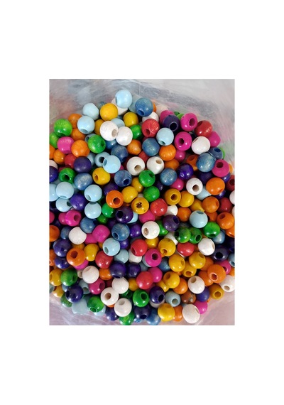 10 Mm Renkli Karışık Tahta Ahşep Boncuk 50 Gr