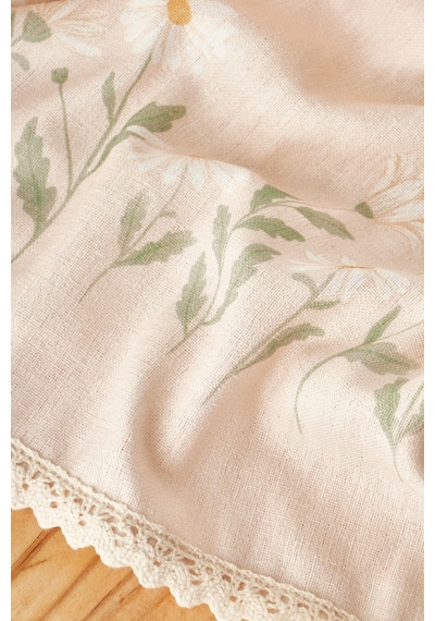 Bella Maison Daisy Kopanakili Baskılı Masa Örtüsü Bej 150x250 Cm Bej