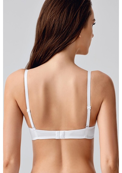 New Bra Kadın Push-up Etkili Destekli Saten Görünümlü Sütyen Beyaz 7030 Beyaz