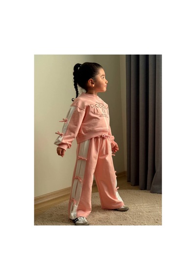 Toikids %100 Pamuklu Fiyonk Detaylı Alt-üst Eşofman Takımı Çok Renkli