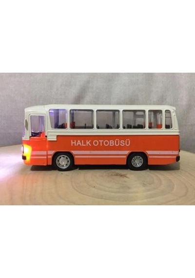 Oyuncak Işıklı Sesli 1/36 Çek Bırak Turuncu Halk Otobüsü