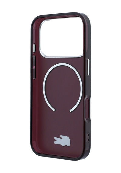 Apple Uyumlu iPhone 18 Pro Kılıf Lacoste Lisanslı M-safe Uyumlu Lake Timsah Logolu Iml Frosted Kapak Bordo