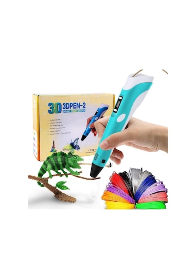 Sarı Renk 3D Pen Kalem Yazıcı ve 20 M Pla Filament 10 Renk x 2 M