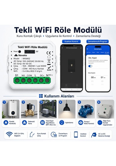 Wifi Kuru Kontak Modül Tuya, Smart Life Uyumlu - Wkm02