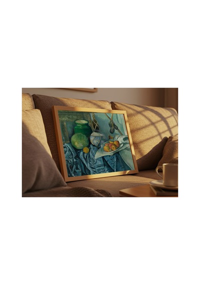 Klasik Sanat Cezanne Zencefil Kavanozu Ve Patlıcanlar Çerçevesiz Poster 21x30 Cm A4 Tablo Yağlı Boya