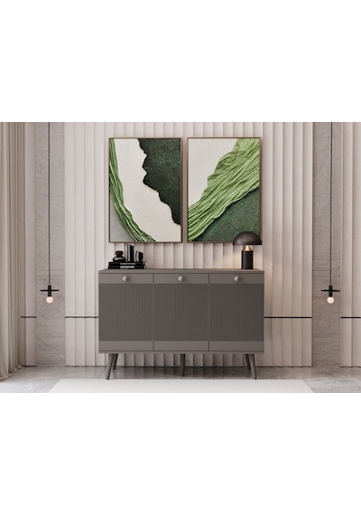 Melura Konsol 120 Cm %100 Mdf Lake Ahşap Ayaklı Gri