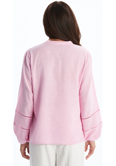 Lcwaıkıkı Classic Pembe Kaçık Yaka Oversize Bluz