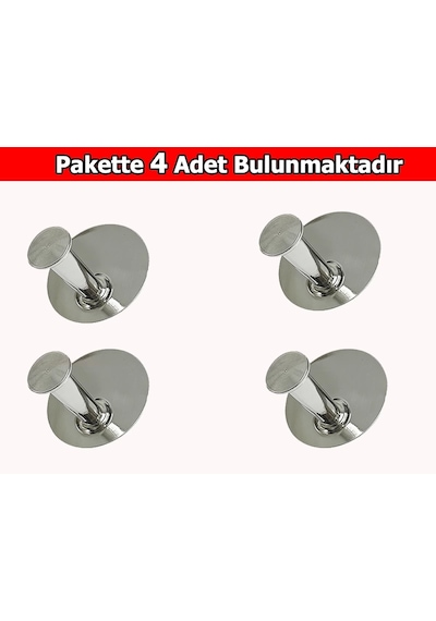 Askılık Yapışkanlı Thincal Yuvarlak Tekli Krom Rengi Pakette 4 Adet Çok Renkli