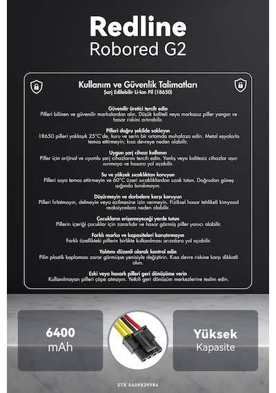 Redline Robored G2 6400mah Robot Süpürge Bataryası K.k