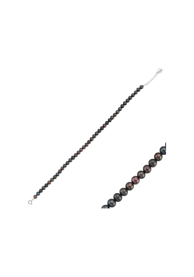 5,5 Mm Siyah İnci Bileklik 19 Cm / Rose Gümüş