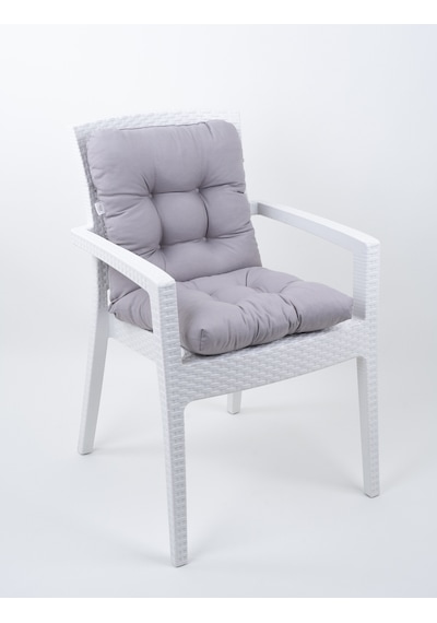 Altınpamuk Neva Pofidik Özel Dikişli Bağcıklı Arkalıklı Sandalye Minderi 44x88 CM Gri