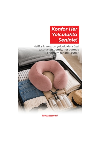 Viscofoam Comfy Ortopedik Seyahat Yastığı Visco Boyun Destekli Seyahat Yastığı - Somon | Ergo Travel
