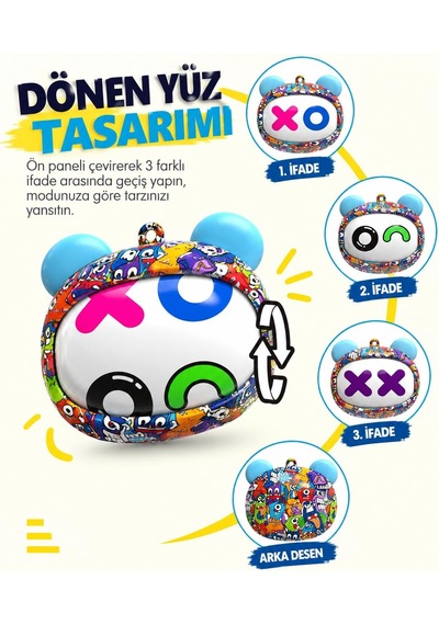 Monster G05d Bluetooth 5.4 Kablosuz Kulaklık, 3 Farklı Dönen Yüz Tasarımı, Graffiti Şarj Kutusu, Dokunmatik Kontrol, Düşük Gecikme, 150 Saat Bekleme