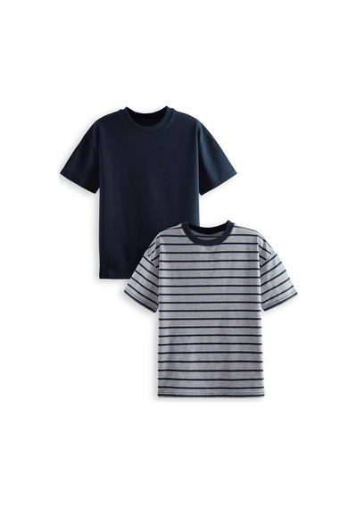Deno Kids Denokids Erkek Çocuk Basic Oversize 2'li T-shirt Takım Çok Renkli