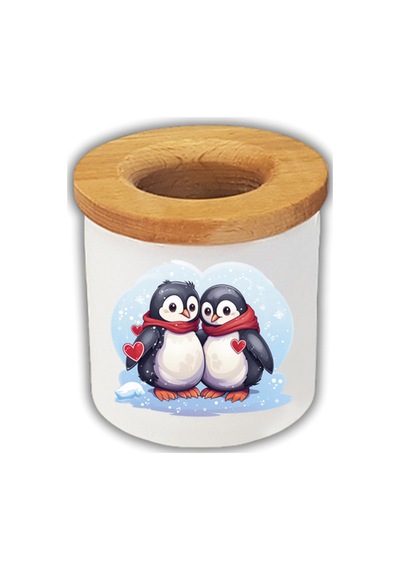 Penguenler Baskılı Kalemlik Kalem Kutusu Beyaz
