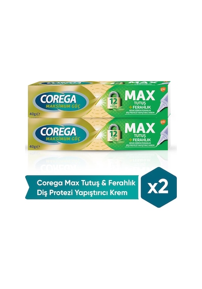 Corega Max Tutuş & Ferahlık Diş Protezi Yapıştırıcı Krem 40g x 2 Adet