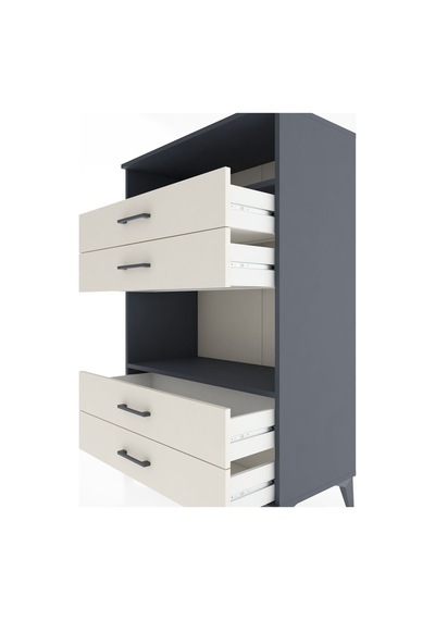 Hyperion Dolap 2 Raflı 4 Çekmeceli 88x44x134 Antrasit-aytaşı Antrasit