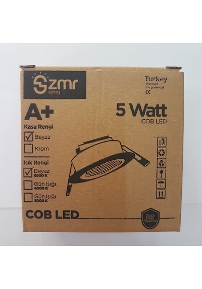Zmr 5 Watt Cob Led Spot Beyaz Kasa 5w Trafolu Beyaz Işık