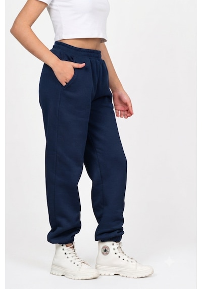 Erdem Kıds Unisex Kız Erkek Çocuk Paçası Lastikli 3 İplik Şardonlu İçi Pamuklu Okul Eşofman Altı Pantolon Lacivert Lacivert