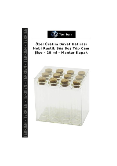 Özel Üretim Davet Hatırası Hobi Rustik Süs Boş Tüp Cam Şişe - 20 Ml - Kapak